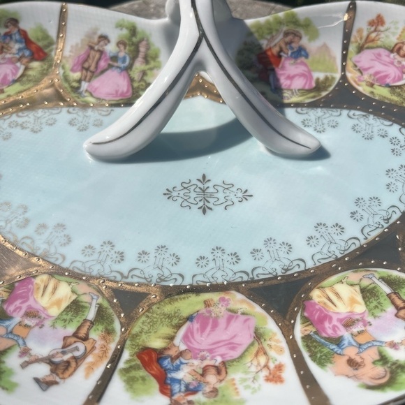 Arnart Creation Heart Courtship Vanity Dish Gold Trim Hand Painted Japan - Picture 7 of 12